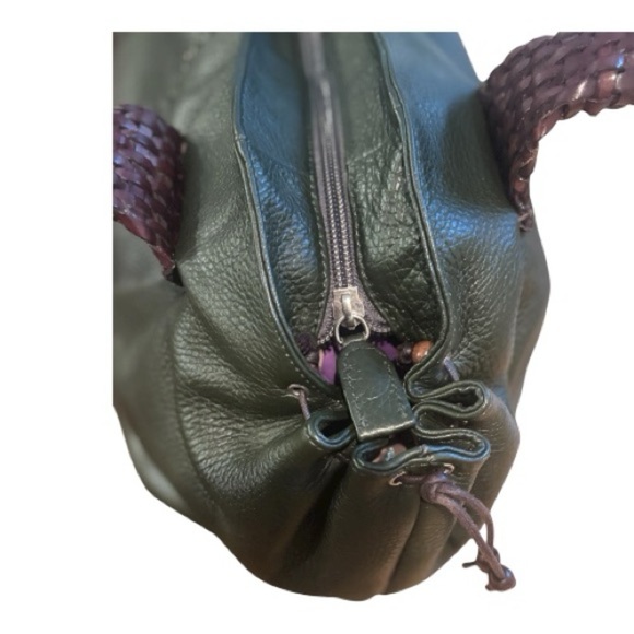 Paolo Masi Satchel – Hunter Green Leather with Woven Handles - Picture 4 of 8